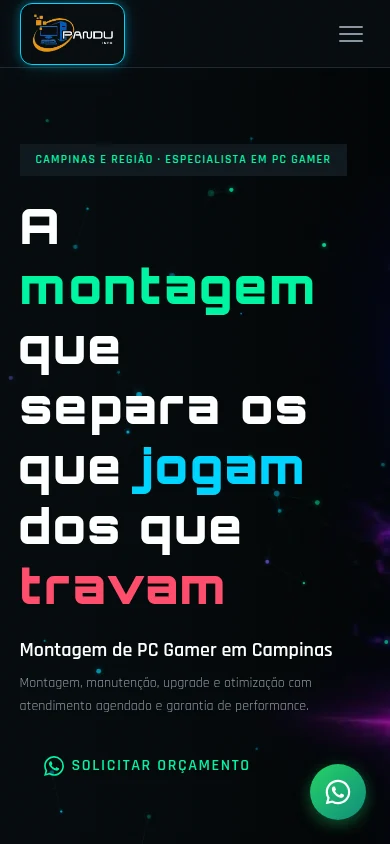 Versão mobile do site Pandu Info.
